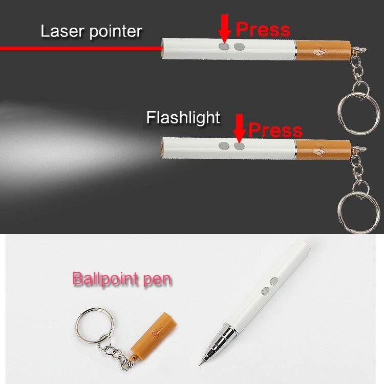 New 3 in 1 * Realistic Cigarette - Laser Pointer, LED Flashlight & Pen Keychain!