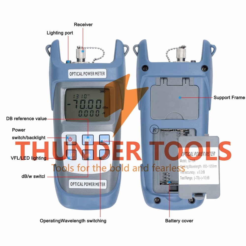 Thunder Tools Fiber Optic FTTH Tool Kit Optical Power Meter Fiber Cleaver