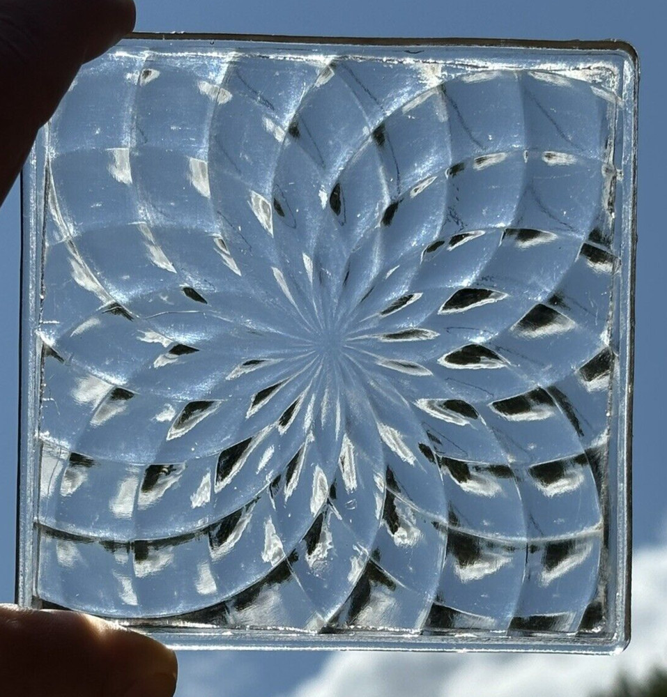 Frank Lloyd Wright-Style Antique Prism Tiles 4x4LightDiffusing Spiralite Flower