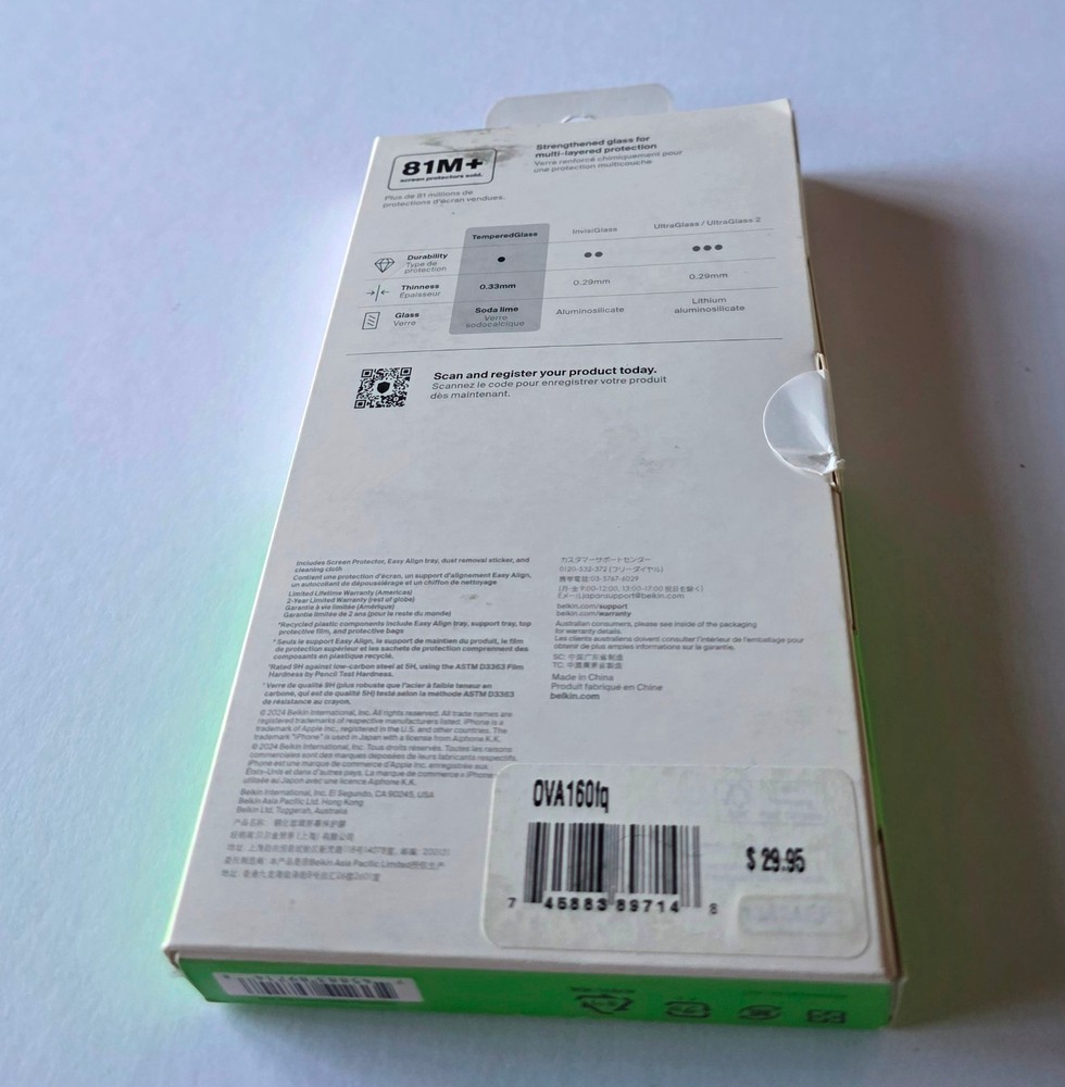 NEW Belkin screenForce TemperedGlass Screen Protector Apple iPhone 16 Pro Max