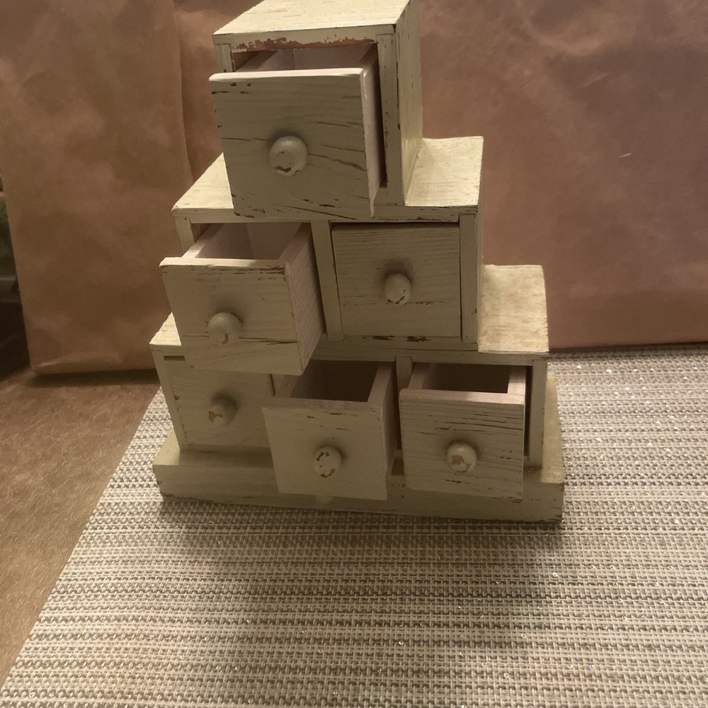 Distressed Wood Storage Stacked Cube Box
