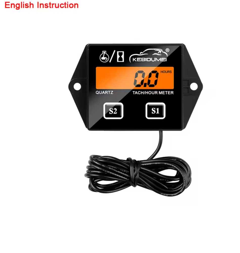 LCD Digital Engine Tach Hour Meter Tachometer Inductive Gauge