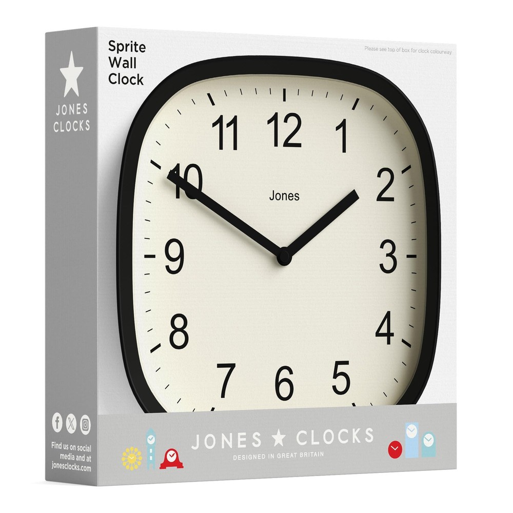 ® Sprite wall Clock | Modern Retro Rounded Square Clock | 10 inch | Mustard Y...