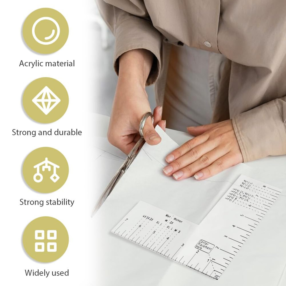 Tshirt Ruler Guide for Vinyl Alignment, Left Chest Logo Placement Tool, Acrylic