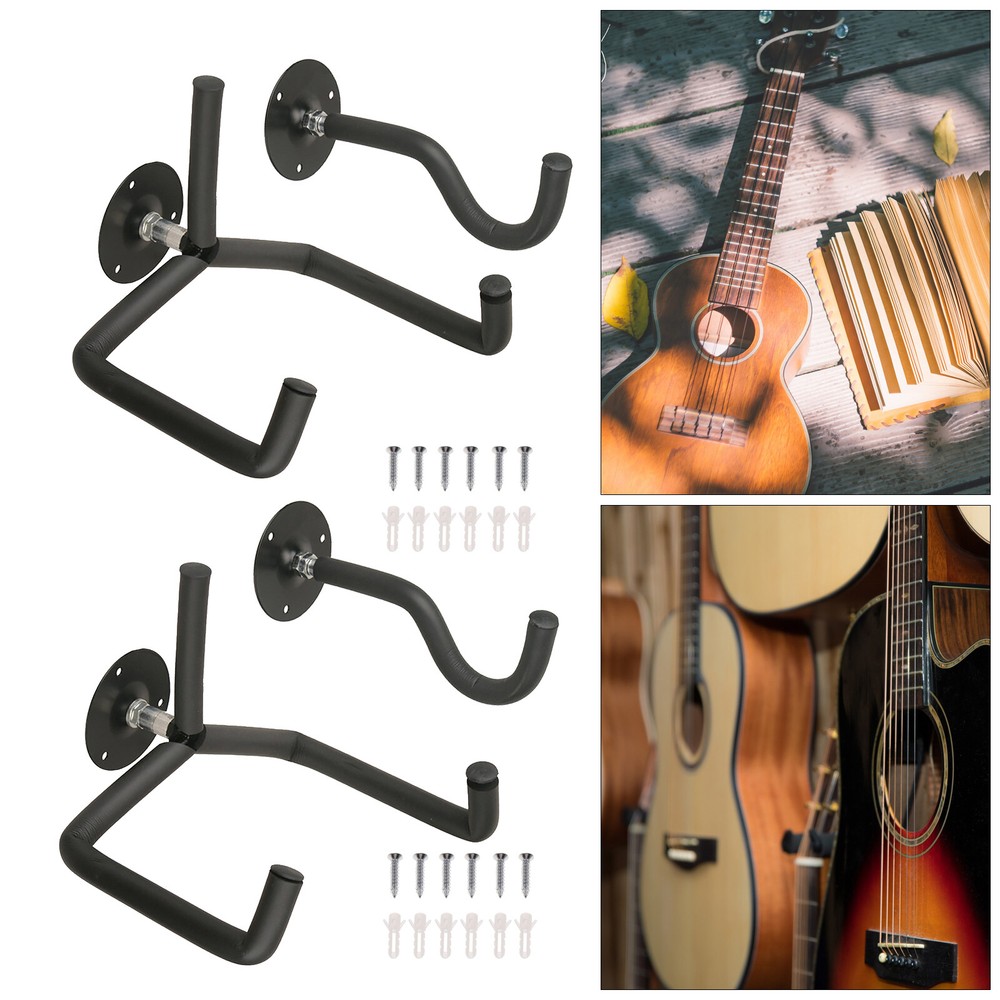 2x Guitar Wall Mount Bracket Horizontal Display Stand Ukulele Wall Mount Hanger