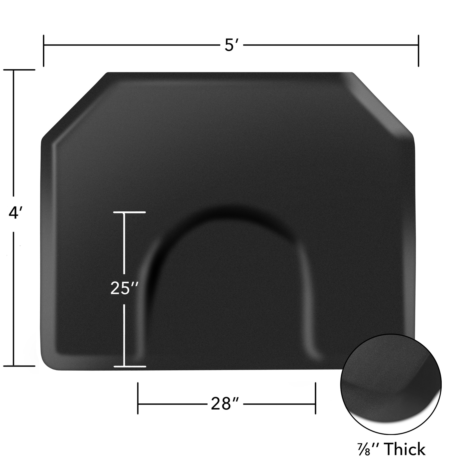 4' x 5' Hexagonal Anti-Fatigue Salon Barber Chair Floor Mat - 1" Thick