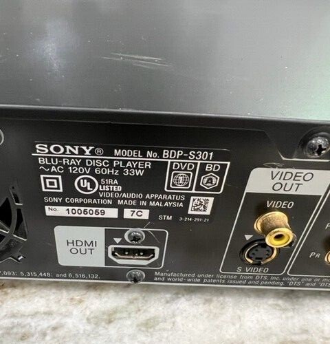 Sony Blu-Ray Disc Player Model BDP - S301 Tested Working No Remote