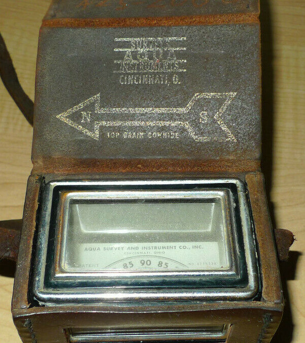 Vintage 1950's Aqua Valve Box Locator W/ Brown Leather Case and Instructions
