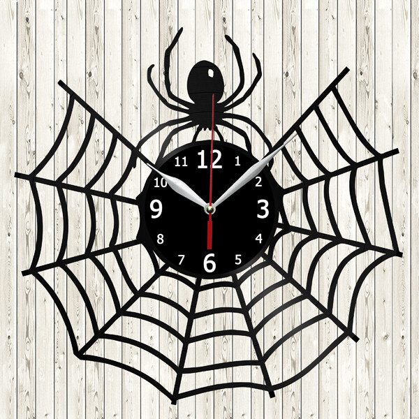 Spider Web Vinyl Record Wall Clock Decor Handmade 2461