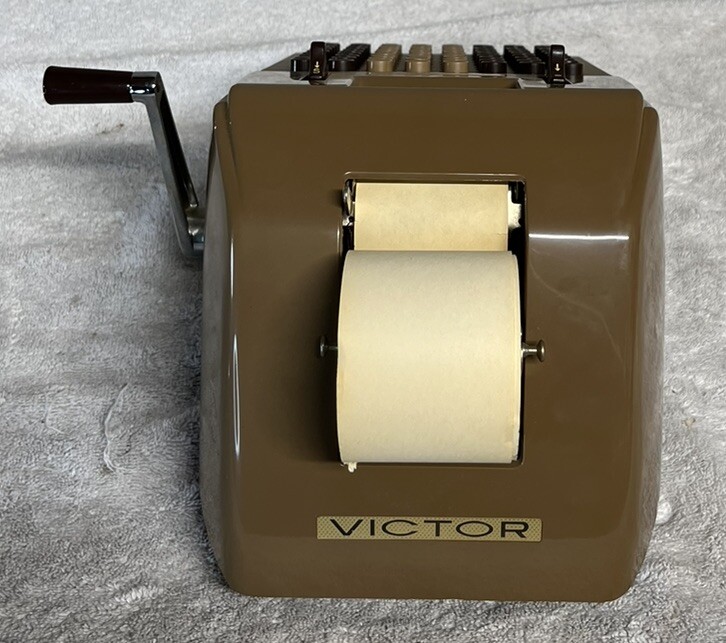 Vintage Victor 8 Column Hand Crank Adding Machine - Working