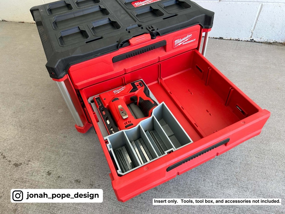 Milwaukee Packout Tool Box Drawer Insert for M12 3/8 Crown Stapler (Insert Only)