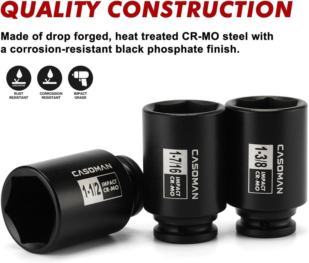 Industrial Impact Socket Set, 1-3/8" - 1-3/4", 7-Piece