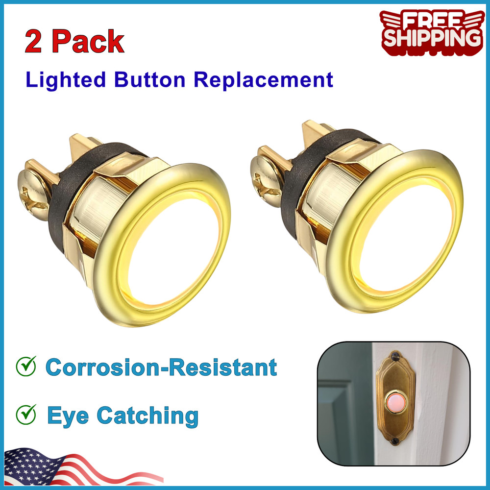 2Pack Lighted Doorbell Button Replacement, Easy to Install Wired Doorbell Button