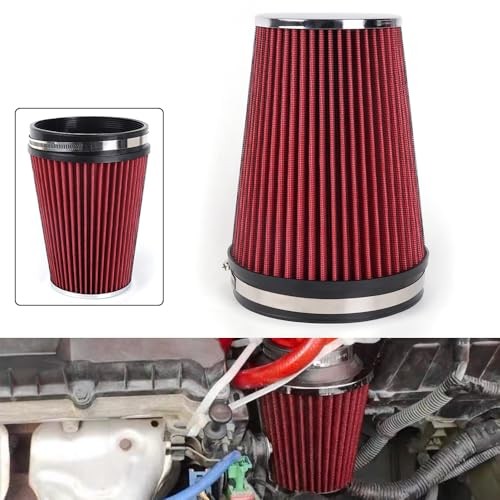 6" Inlet Cold Air Intake Filter Cone Replacement Performance Red (8" Tall)