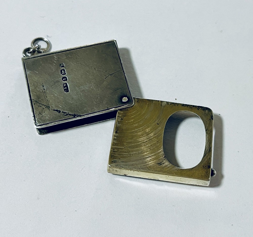 Antique Solid Sterling Silver Folding Stamp Book Case Gilt Chatelaine 1901