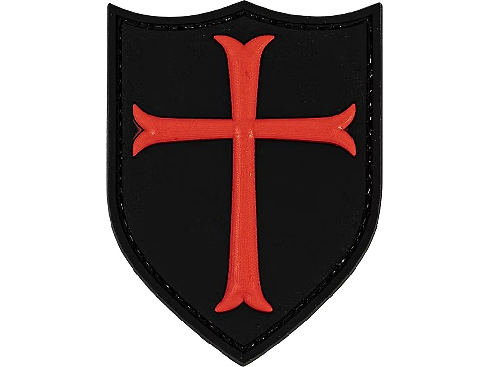 Merica Life Knights Templar Cross PVC Morale Patch Black and Red