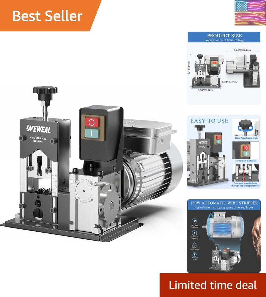 Wire Stripper Machine, 0.06''-1.18'' Electric Cable Stripper Machine with 180...