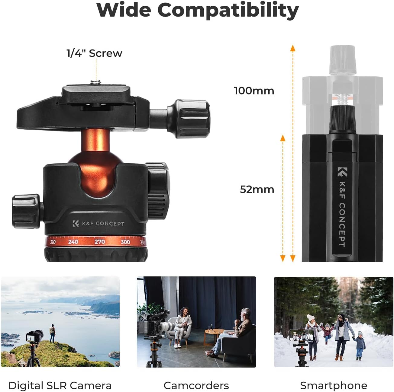 K&F Concept 70" Camera Tripod Lightweight Travel DSLR Tripod with 360° Ball Head