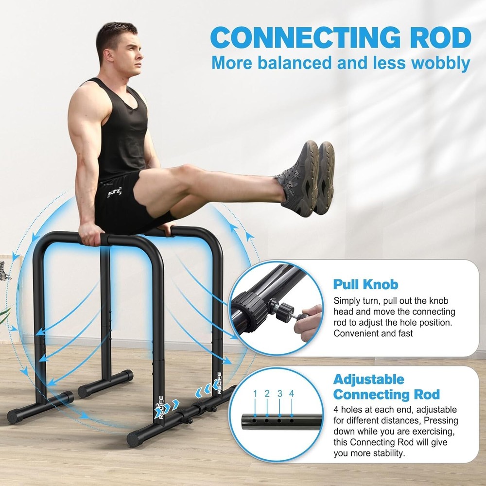 400LBS Capacity Adjustable Dip Stand - Ultimate Equipment for Strength Training
