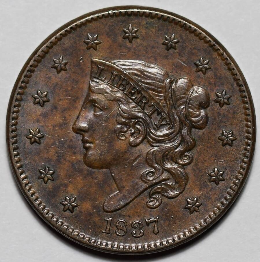 1837 Coronet Head Large Cent - Medium Letters - US 1c Copper Coin