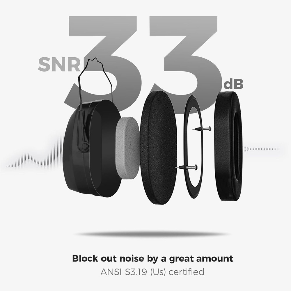 Classic Solid Black Noise Cancelling Ear Muffs - Ultimate Comfort & Protection
