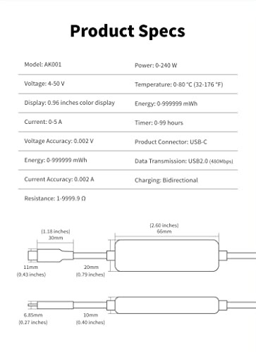 ChargerLAB Power-Z AK001 Multi-Function 240W USB PD Charging Test Cable with