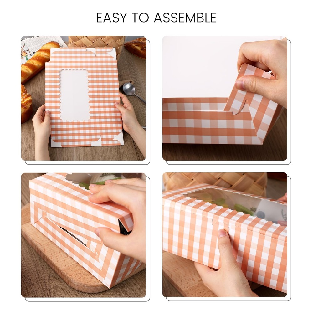 6 Count Cupcake Boxes, 15PCS 9.5"x6.3"x3" Cupcake Container with Window Boxes...
