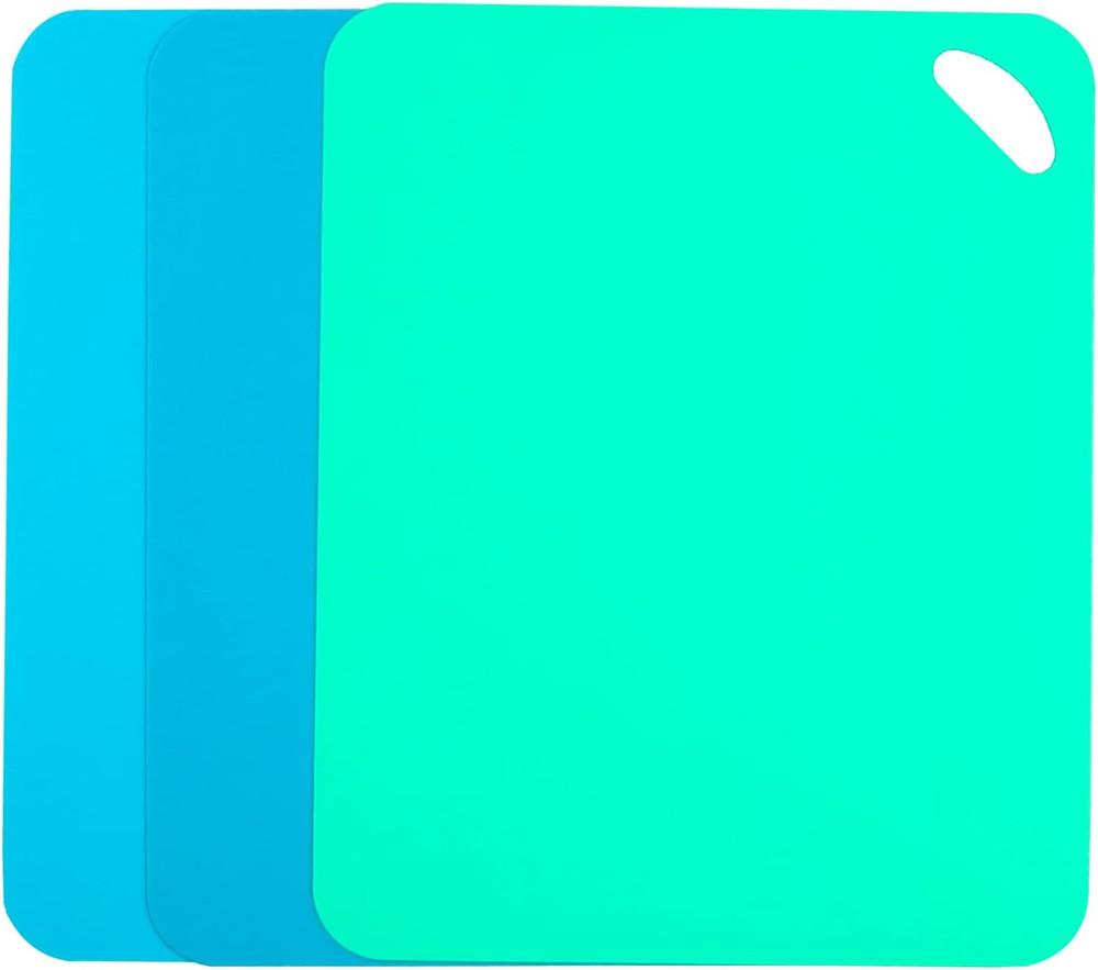 Plastic Flexible Cutting Mats for Kitchen 3Pcs Color Coded Chopping Board Set