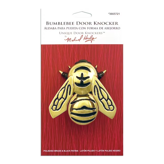 Michael Healy 4-in Polished Brass Bumble Bee Door Knocker