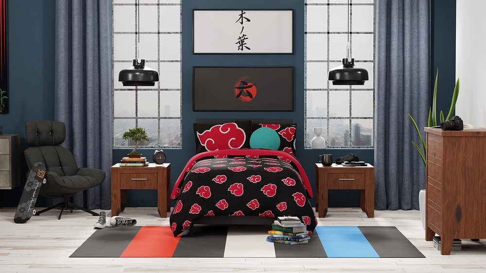 Naruto Akatsuki Anime Bedding Super Soft Microfiber Queen Sheet Set