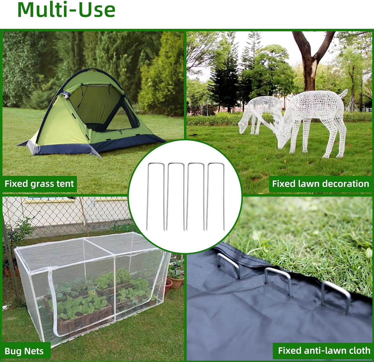 30Pack Galvanized Lawn Staples,Heavy Duty U-Shaped Garden Stakes for Landscaping