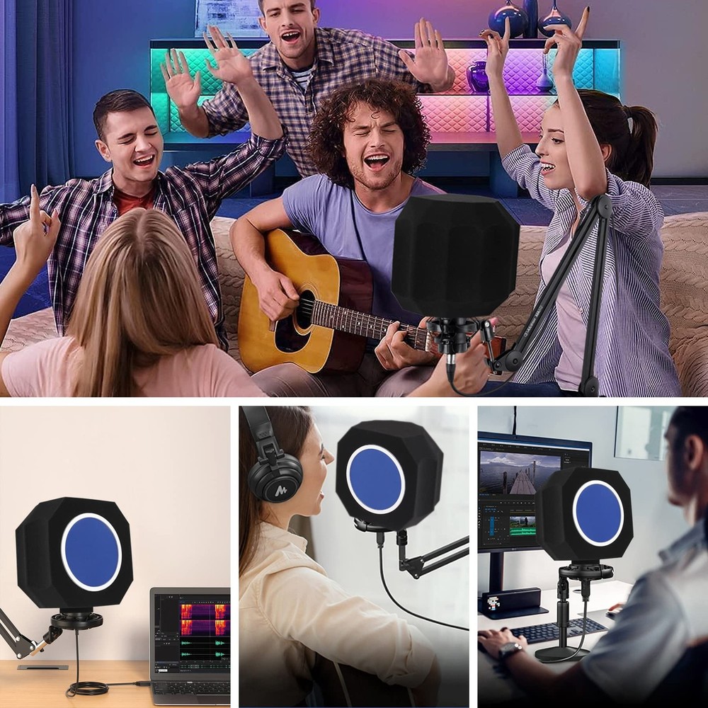 Professional Microphone Isolation Shield with Pop Filter,Reflection Filter fo...