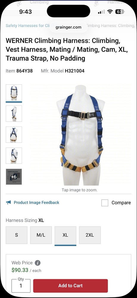 never used werner climbing harness