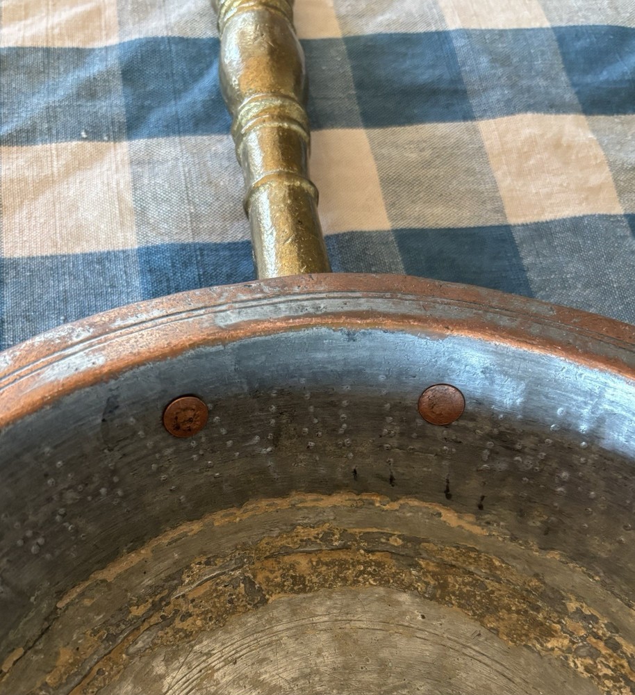 Antique Copper Pan Brass Handle Cottagecore Primitive