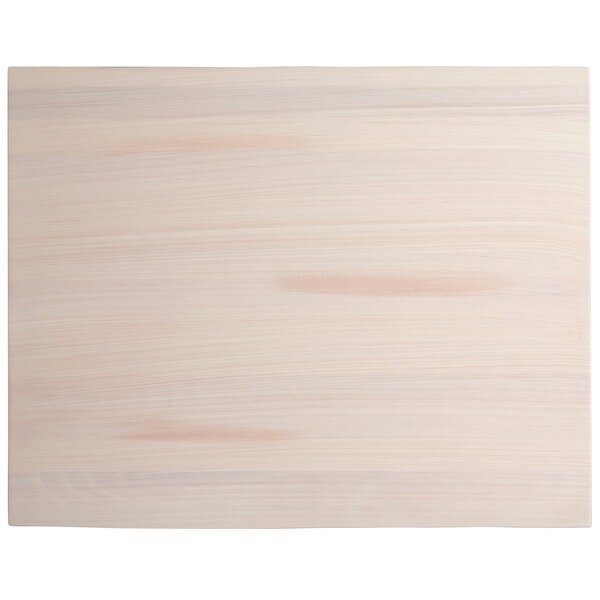 24" x 30" Rectangular Solid Wood Live Edge Restaurant Table Top in White Wood