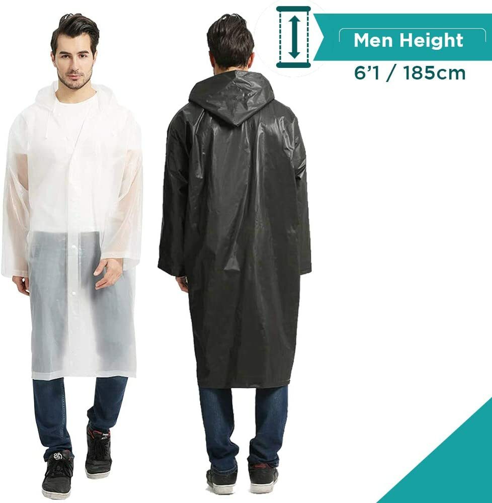 (2) Unisex Raincoats Reusable Adult Emergency Rain Coat Poncho Hiking Camping
