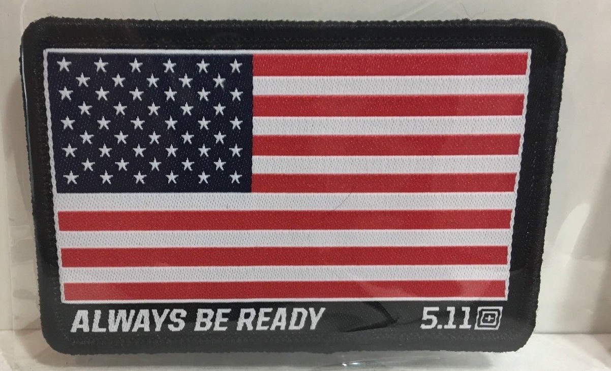 US Flag Always Be Ready 5.11 Tactical Hook & Loop Morale Patch NEW
