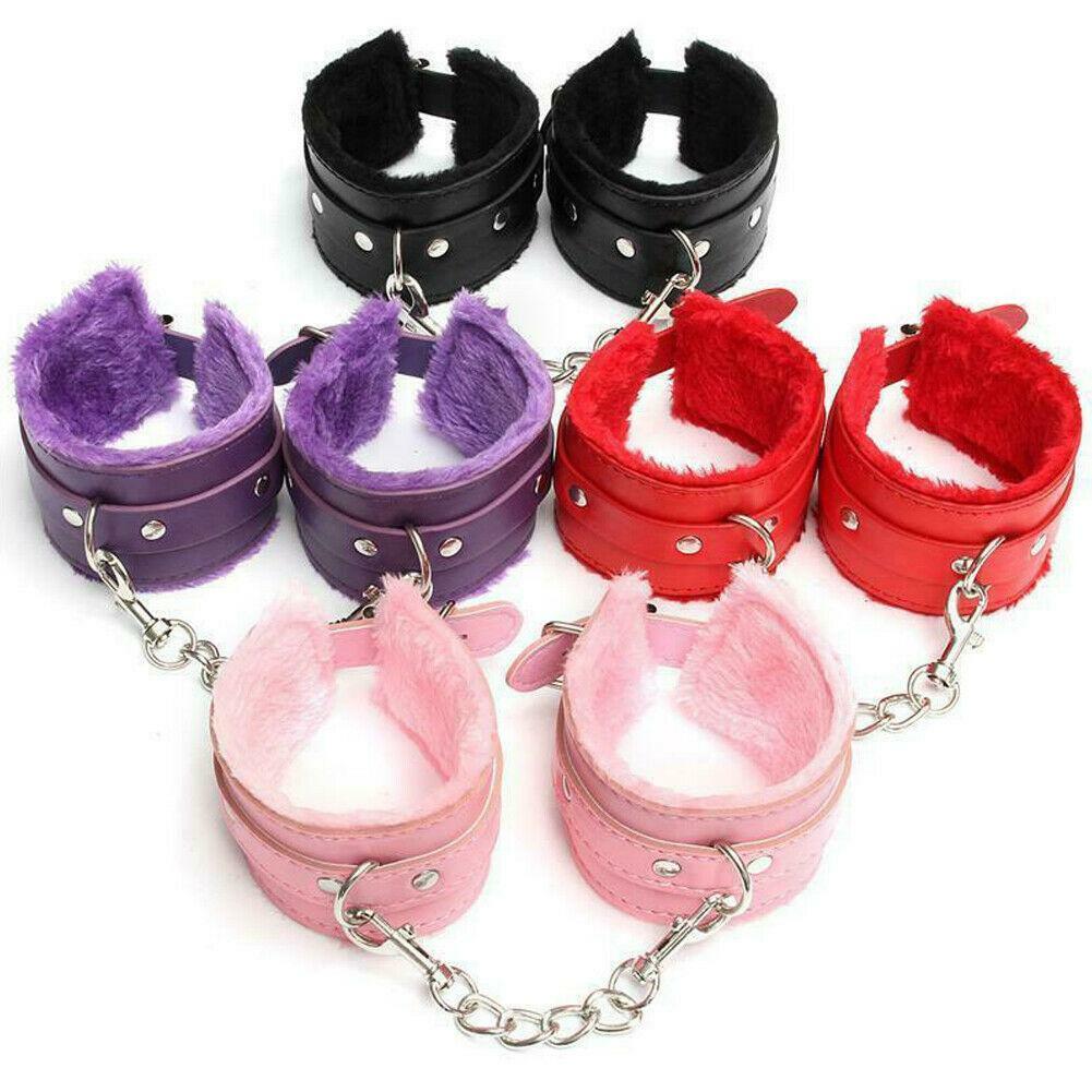 Fuzzy Handcuffs FAST-SHIPPING Vegan Leather