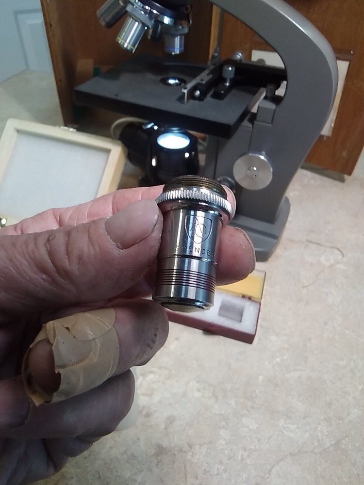 Compound Wesco Microscope With Extras with Wood Box Made By Wesco