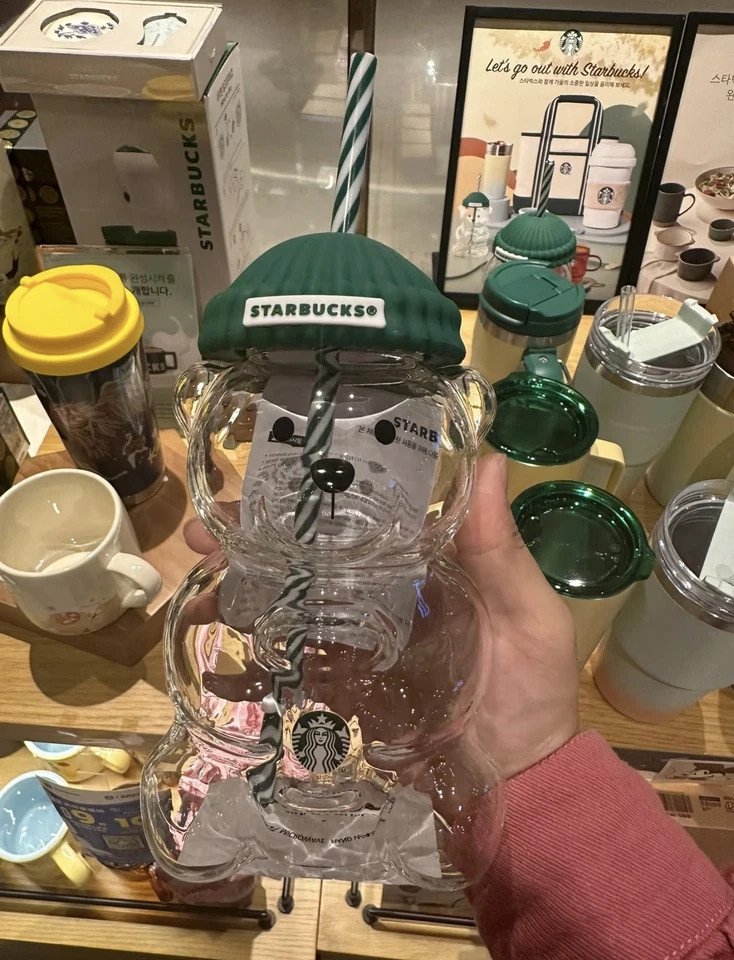 2026 Starbucks Barista Bear Cup Limited Edition Glass Cup Xmas Gifts 503ml New C