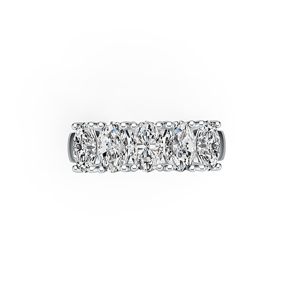 Sterling Silver Semi Mount Ring Setting Oval OV 6X4mm 5-Stone Ring