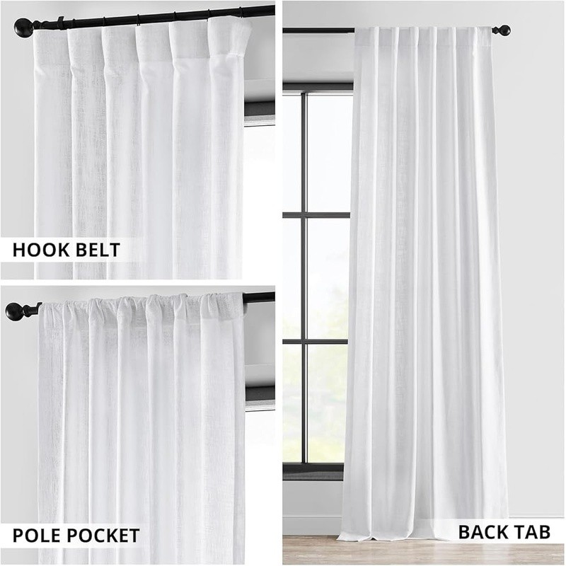 Linen Light Filtering Curtain Panel Versatile Hanging Methods Dry Clean Only New