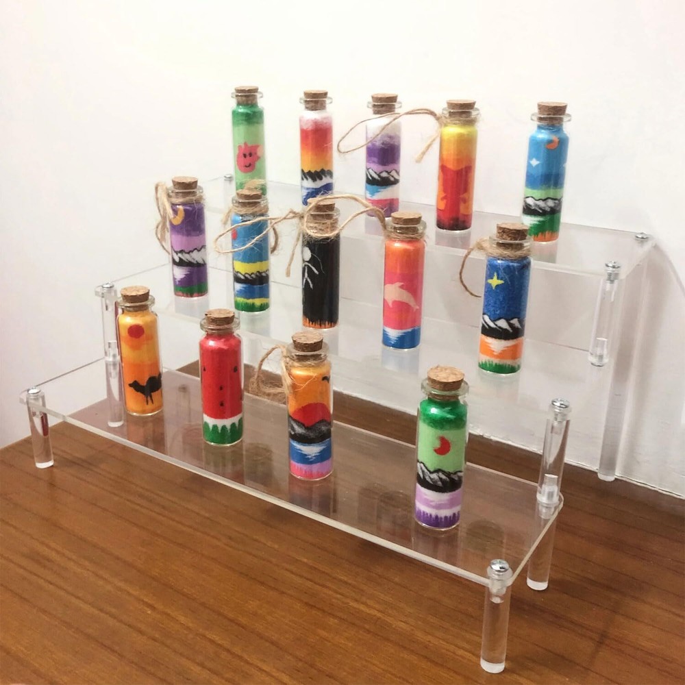 Acrylic Display Risers, 3 Tier Clear Perfume Organizer Stand, Large Shelf Riser