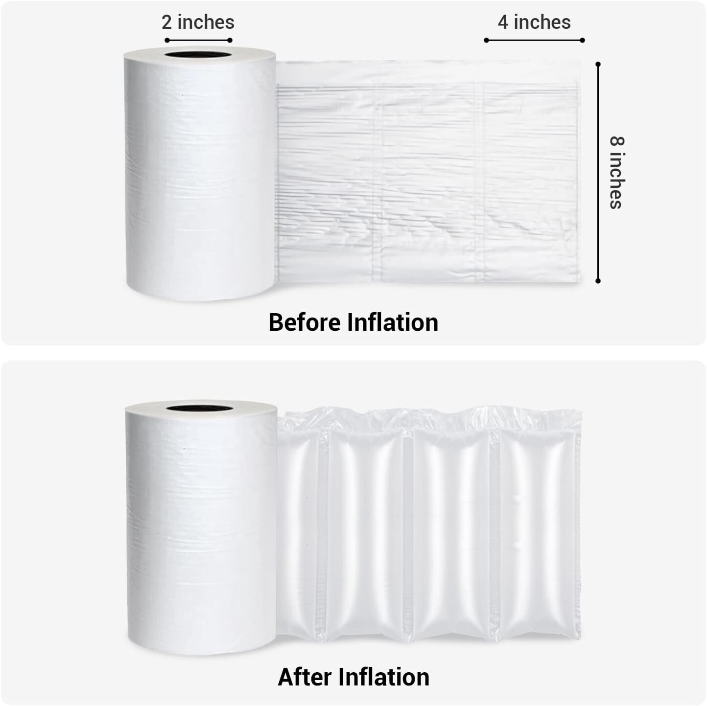 Air Pillow Film Bubble Cushion Roll Wrap Packaging 3000pc 984ft x 4" x 8"