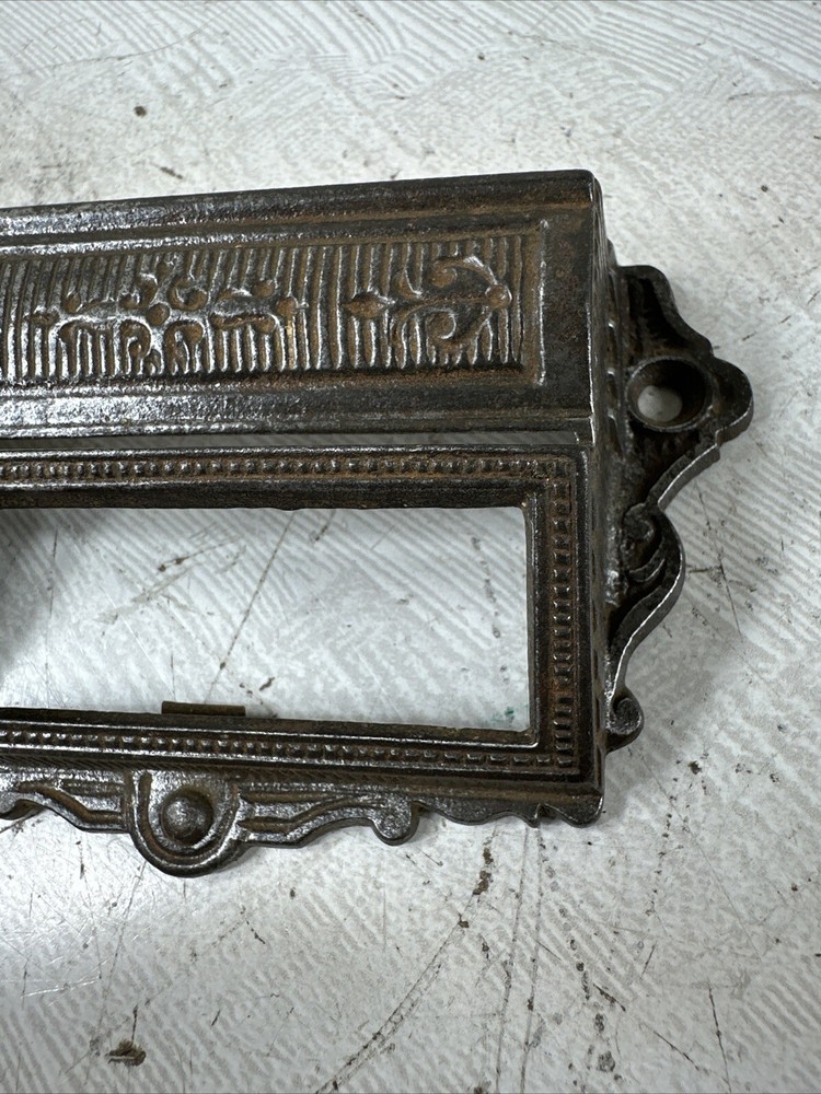 Antique Eastlake Victorian Cast Iron Bin Pull Drawer Hardware Handle