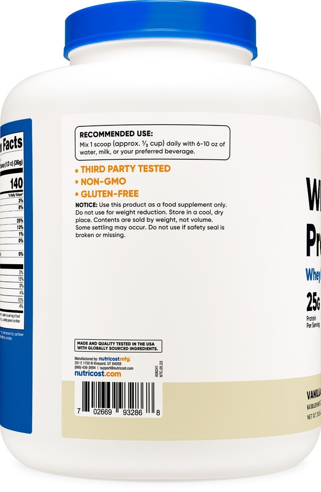 Nutricost Whey Protein Concentrate (Vanilla) 5 LBS