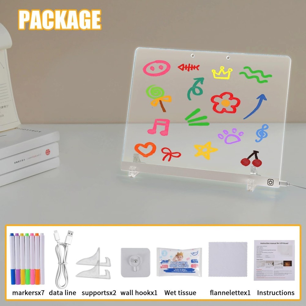 Illuminated Message Board 13.7"x10" - 7 Colors for Fun Creativity Everywhere