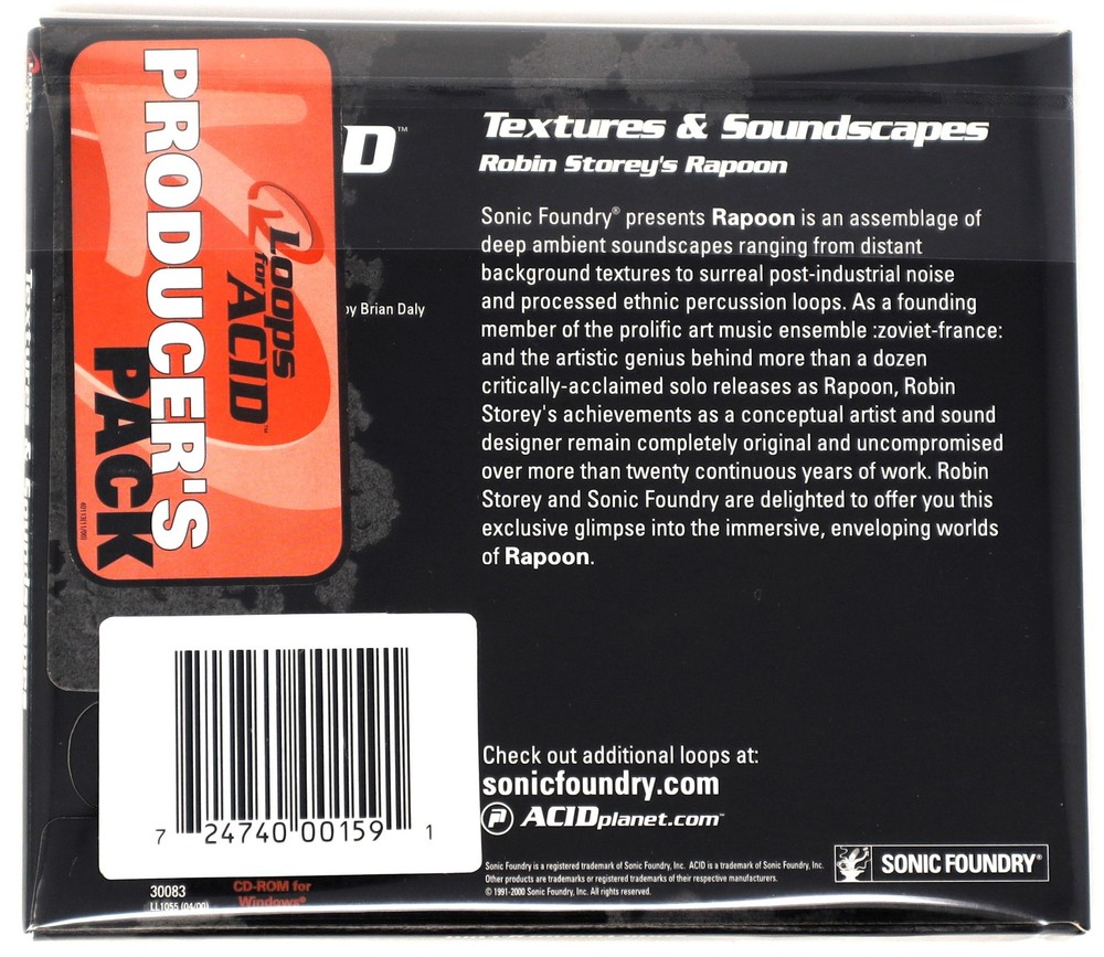 Sonic Foundry Robin Storey Rapoon Loop For Acid Sample/Sound Library/Sampling CD