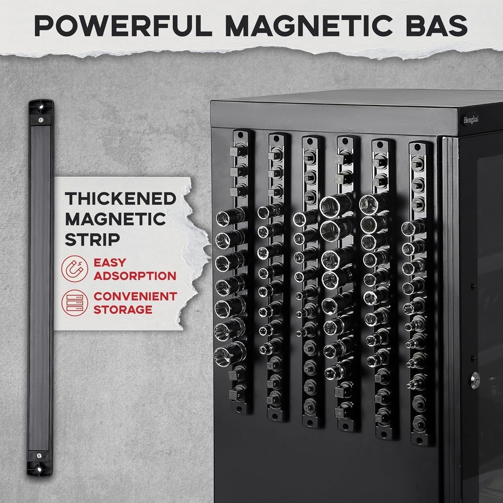 Aluminum Socket Organizer with 14 Clips - Versatile Tool Storage Solution