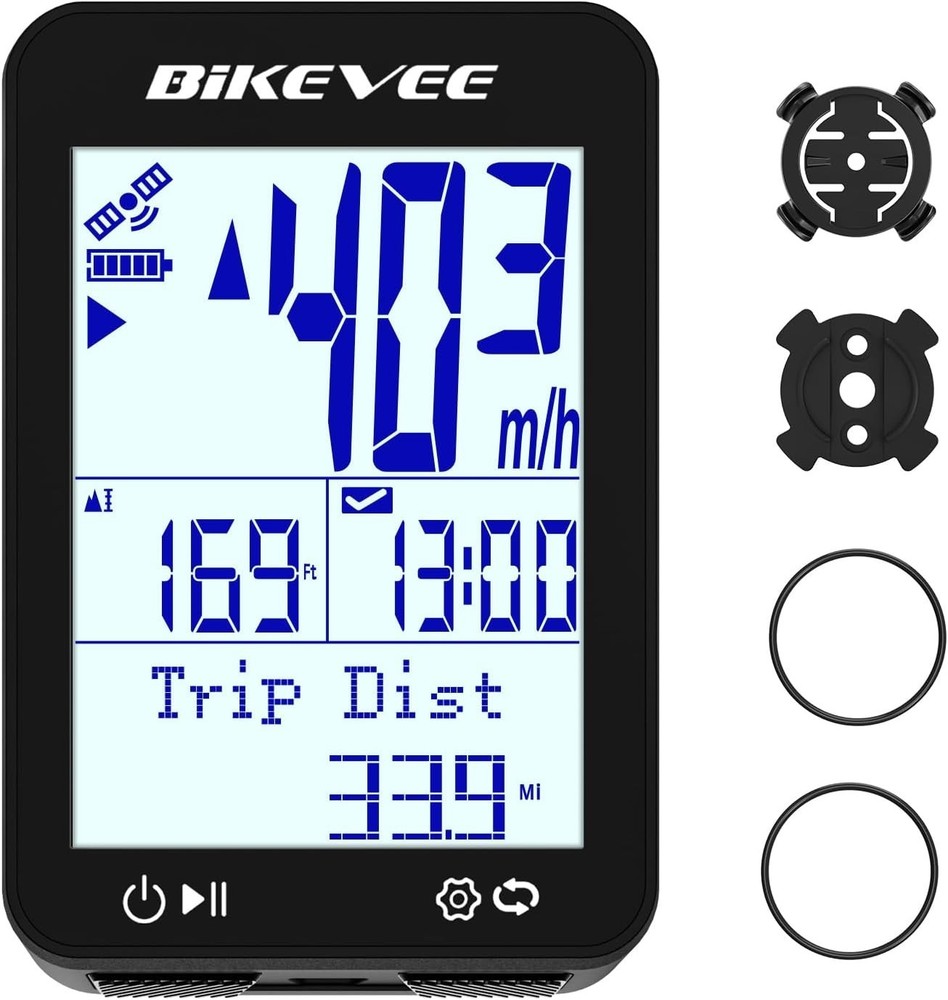 Precision Cycling Tracker - Waterproof GPS Speedometer in Black with LCD Display